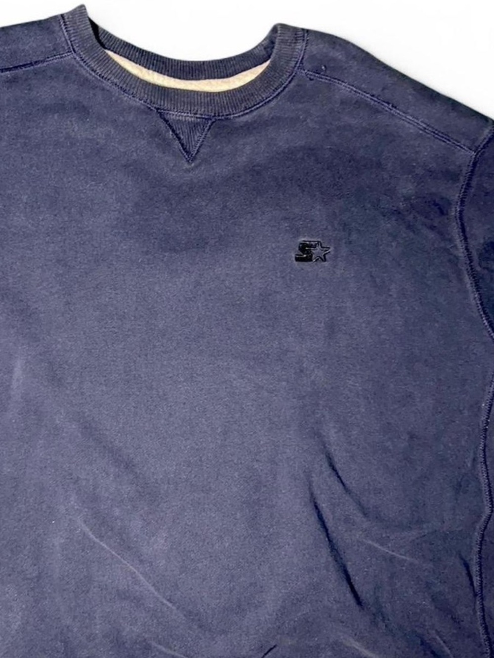 Vintage Starter Crewneck Sweatshirt Large Faded Navy Sunbleached 90s